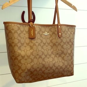 Large Monogram Coach Tote with Wallet